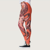 Maroon-koraalkleur Octopus-Leggings Leggings (Links)