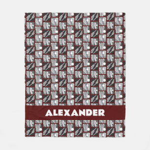 Maroon Lacrosse Blokken van Stokken en Ballen Fleece Deken