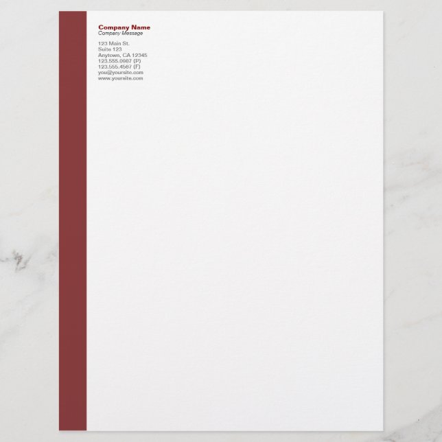 Maroon left Sidebar Letterhead Briefhoofd (Voorkant)