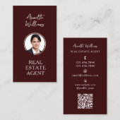 Maroon makelaar met profielfoto visitekaartje (Voorkant / Achterkant)