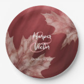 Maroon Maple Leaves Fall Wedding Papieren Bordje (Voorkant)