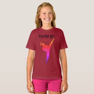Maroon Martial Arts Karate Girl Silhouette Modern T-shirt