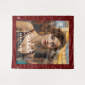 Maroon Math Handwritten Script Photo Graduation  Wandkleed (Voorkant (horizontaal))