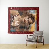 Maroon Math Handwritten Script Photo Graduation  Wandkleed (In Situ (horizontaal))