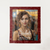Maroon Math Handwritten Script Photo Graduation Wandkleed (Voorkant)