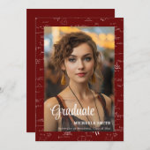 Maroon Math Photo College Graduate  Aankondiging (Voorkant / Achterkant)