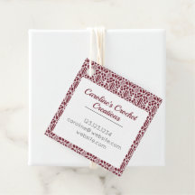 Maroon met White Crochet Lace Pattern Label