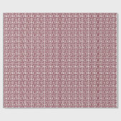 Maroon met wit haakpatroon cadeaupapier (Vlak)