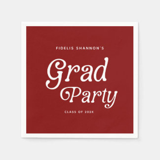 Maroon Minimal Retro Graduation Napkins Servet
