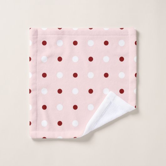 Maroon, Misty Rose et points blancs (Gant de toilette)