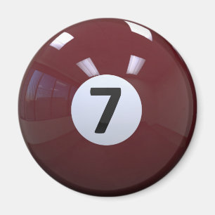 Maroon No. 7 Biljard Pool Ball Magneet