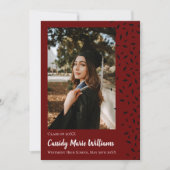 Maroon Noir Confetti Faire-part de graduation (Devant)