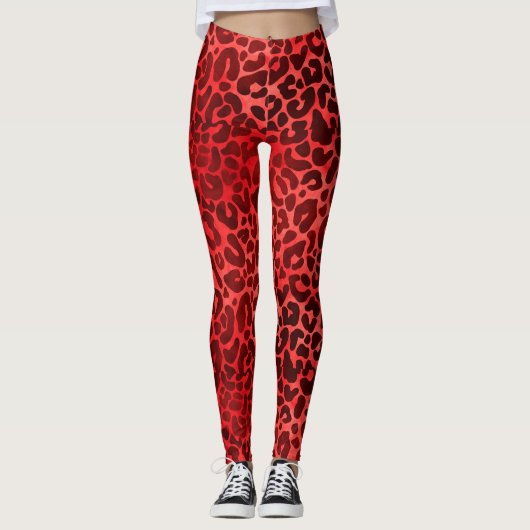 Maroon op rode luipaarden leggings (Voorkant)