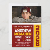 Maroon & Or Moderne Graduation Photo Invitation (Devant)