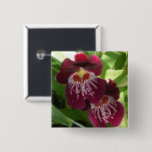 Maroon Orchids II Elegant Floral Vierkante Button 5,1 Cm (Voorkant /achterkant)