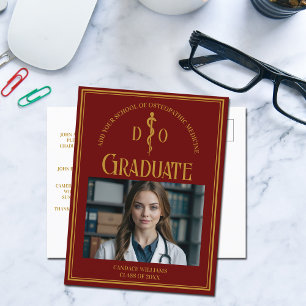 Maroon Osteopathic Medical School Afstuderen Foto Aankondigingskaart