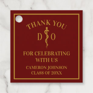 Maroon Osteopathic Medical School Graduation Party Bedankjes Labels