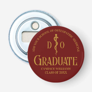 Maroon Osteopathic Medical School Graduation Party Button Flesopener