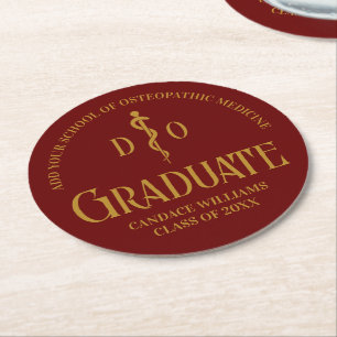 Maroon Osteopathic Medical School Graduation Party Ronde Kartonnen Onderzetter