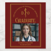 Maroon Osteopathic Medical School Graduation Party Wijn Etiket (Enkel label)