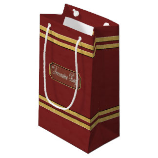 Maroon ou Red Gold Lines Petit sac cadeau