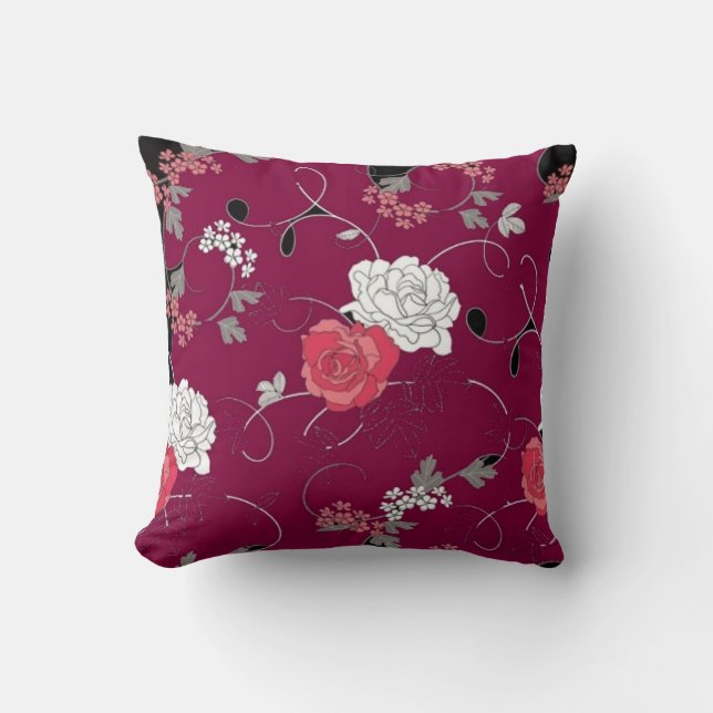 Maroon Passon Flower Coussin décoratif (Recto)