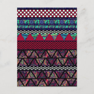 Maroon Peacock Boho Tribal Stripes Patroon Briefkaart