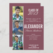 Maroon Photo Graduation Invitation (Devant / Derrière)
