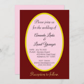 Maroon & Pink Window Wedding Kaart (Voorkant / Achterkant)