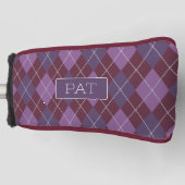 Maroon & Plum Argyle Pattern met elke naam Golfheadcover (Voorkant)
