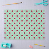 Maroon Polka stippen op Mint Green Tissue Paper Tissuepapier (Craft)