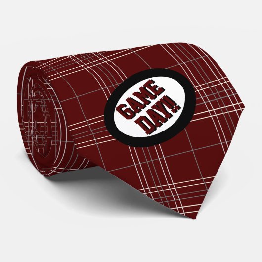 Maroon Pset Pattern Game Day Stropdas (Opgerold)