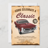  maroon Red Car Classic Birthday Uitnodiging (Voorkant)
