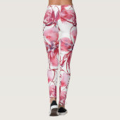 Maroon Red Flowers Leggings (Achterkant)
