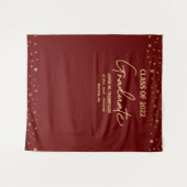 Maroon Red Gold Class of 2022 backdrop Afstuderen Wandkleed (Voorkant (horizontaal))
