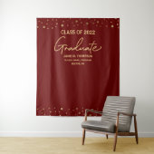 Maroon Red Gold Class of 2022 backdrop Afstuderen Wandkleed (In situ)