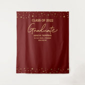 Maroon Red Gold Class of 2022 backdrop Afstuderen Wandkleed (Voorkant)