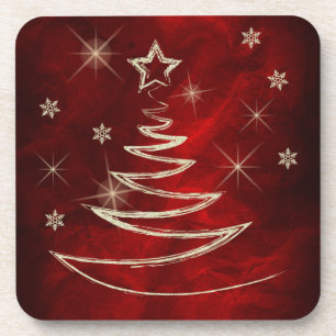 Maroon Red Gold-kerstmis Bier Onderzetter