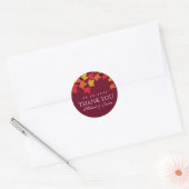 Maroon Red Maple Leaf Herfst Autumn Wedding Sticke Ronde Sticker (Envelop)