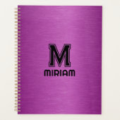 Maroon Red Metallic textuur aangepaste zwarte teks Planner (Voorkant)