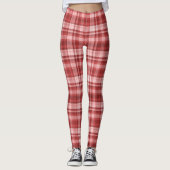Maroon Red Pink Madras Plaid Leggings (Devant)