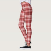 Maroon Red Pink Madras Plaid Leggings (Gauche)