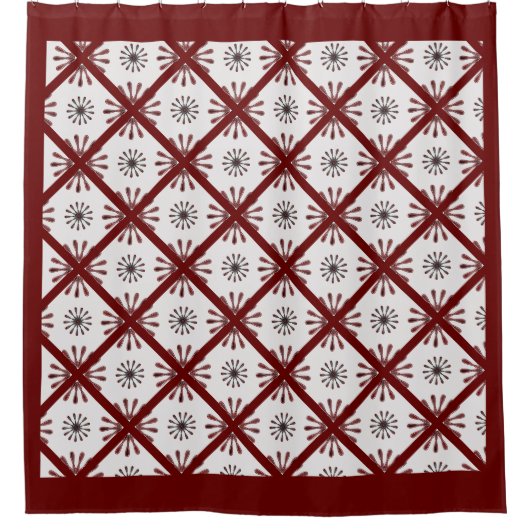Maroon Red Retro Spiro Geometric Pattern Duvet Cov Douchegordijn (Voorkant)
