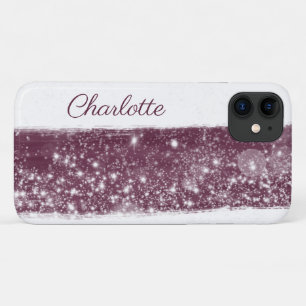 Maroon rode glitter naam Paint Streak iPhone 11 Hoesje