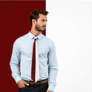 Maroon Rood en Wit Split Kleur Stropdas