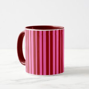 Maroon rood roze strepen ontwerp mok