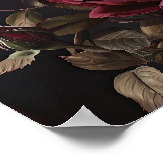 Maroon Rose Flower Art Imprimer Poster (Coin)