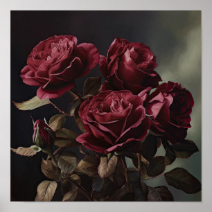 Maroon Rose Flower Art Imprimer Poster