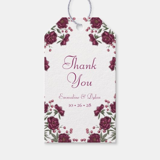 Maroon Rose Wedding Cadeaulabel (Voorkant)