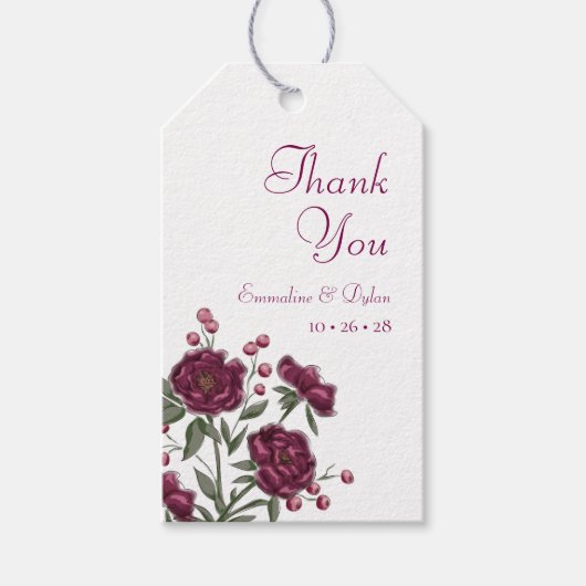 Maroon Rose Wedding Cadeaulabel (Voorkant)